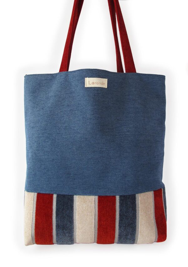 Bolso Shopper - Azul y Rallas