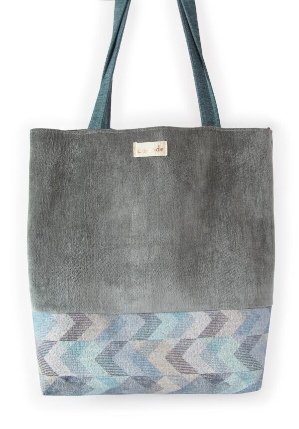 Bolso Shopper - Griz y Azul Claro